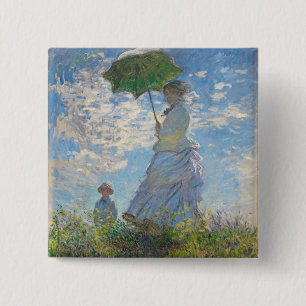 Claude Monet Vrouw met parasol Vierkante Button 5,1 Cm