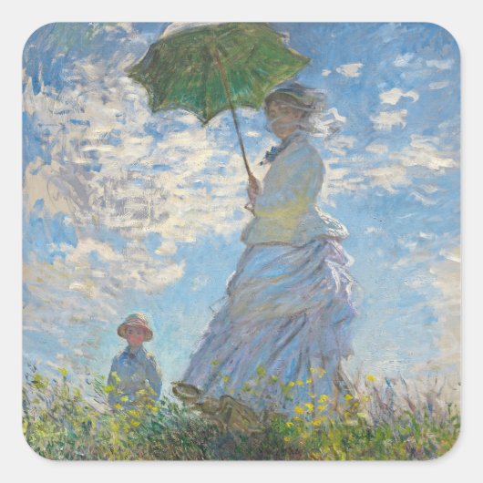 Claude Monet | Vrouw met parasol Vierkante Sticker (Voorkant)
