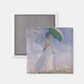 Claude Monet | Vrouw met recht gedraaide parasol Magneet (Voorkant / Achterkant)
