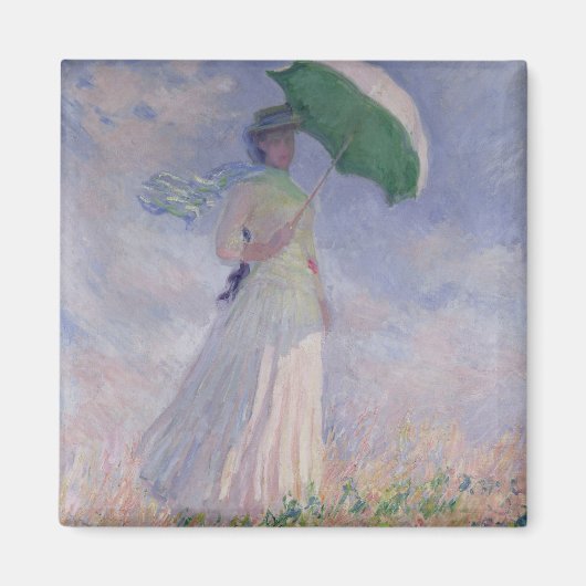 Claude Monet | Vrouw met recht gedraaide parasol Magneet (Voorkant)