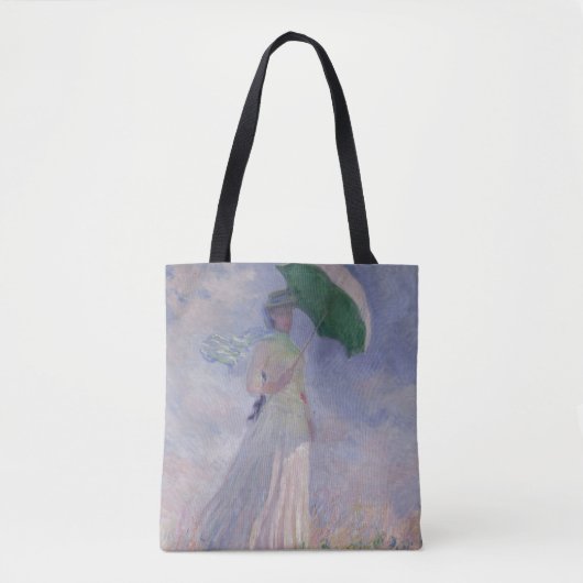 Claude Monet | Vrouw met recht gedraaide parasol Tote Bag (Voorkant)