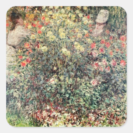 Claude Monet | Vrouwen in de bloemen, 1875 Vierkante Sticker (Voorkant)