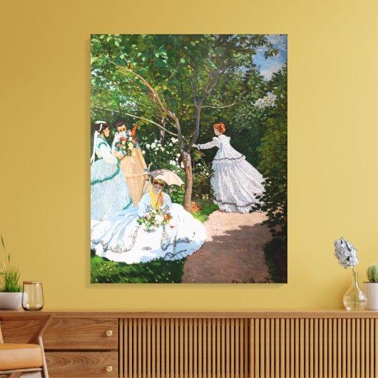Claude Monet - Vrouwen in de tuin Canvas Afdruk (Insitu (Woonkamer))