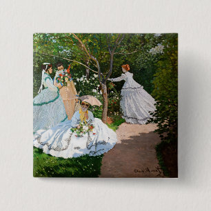 Claude Monet - Vrouwen in de tuin Vierkante Button 5,1 Cm