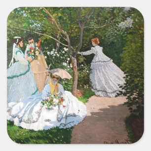 Claude Monet - Vrouwen in de tuin Vierkante Sticker