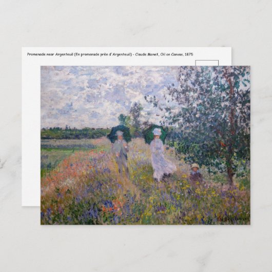Claude Monet - Wandelend bij Argenteuil Briefkaart (Voorkant / Achterkant)