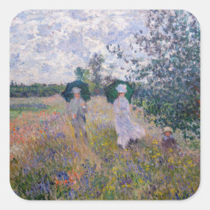Claude Monet - Wandelend bij Argenteuil Vierkante Sticker