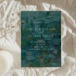 Claude Monet Water Lelies Minimalistische bruiloft Kaart<br><div class="desc">Elegante moderne huwelijksuitnodiging met Claude Monet Waterlelies schilderachtergrond.</div>