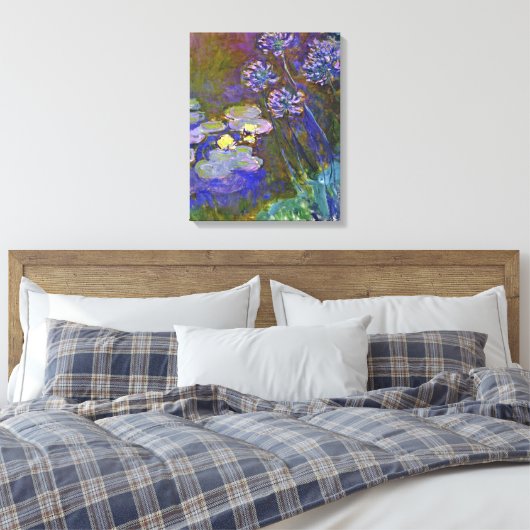 Claude Monet Water Lilies Agapanthus Canvas Afdruk (Insitu (Slaapkamer))