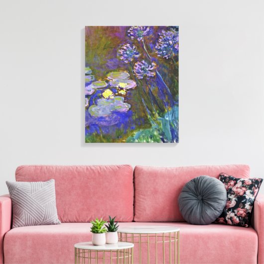 Claude Monet Water Lilies Agapanthus Canvas Afdruk (Insitu (Woonkamer))