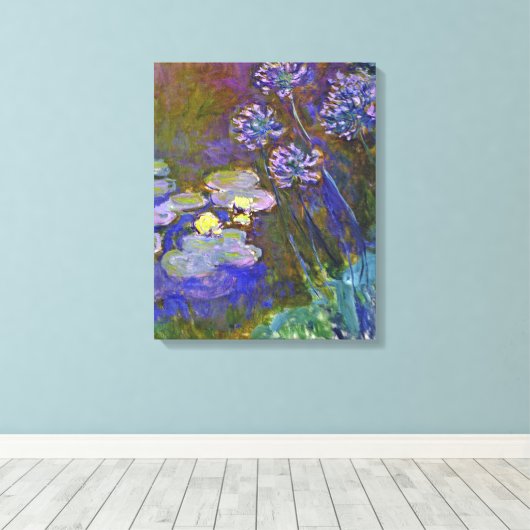 Claude Monet Water Lilies Agapanthus Canvas Afdruk (Insitu (Houten vloer))