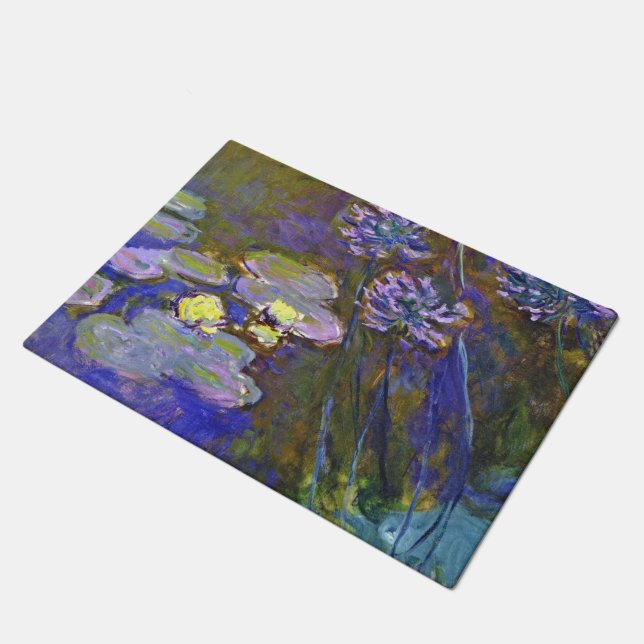 Claude Monet Water Lilies Agapanthus Deurmat (Schuin)