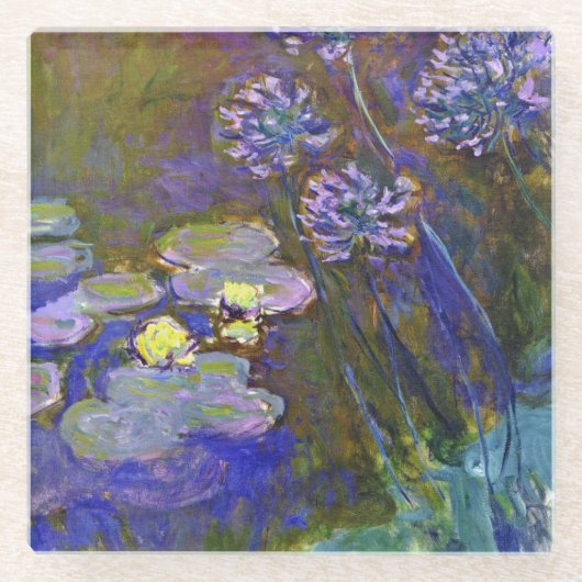 Claude Monet Water Lilies Agapanthus Glazen Onderzetter (Voorkant)