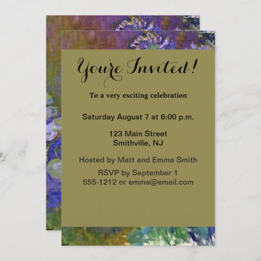 Claude Monet Water Lilies Agapanthus Kaart (Voorkant / Achterkant)