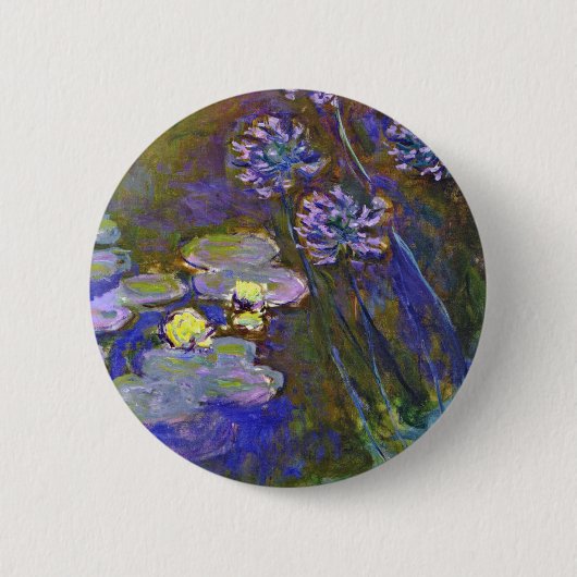 Claude Monet Water Lilies Agapanthus Ronde Button 5,7 Cm (Voorkant)