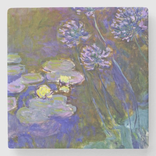 Claude Monet Water Lilies Agapanthus Stenen Onderzetter (Voorkant)