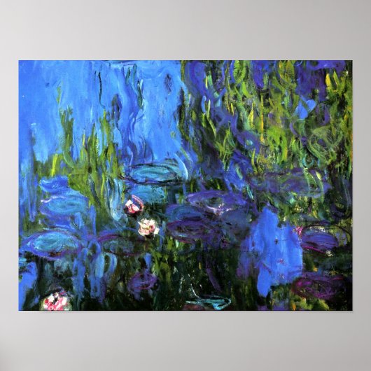 Claude Monet: Water-Lilies, blauwe indigo Poster (Voorkant)