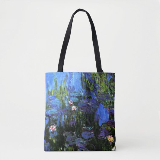 Claude Monet: Water-Lilies, blauwe indigo Tote Bag (Voorkant)