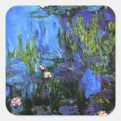 Claude Monet: Water-Lilies, blauwe indigo Vierkante Sticker (Voorkant)