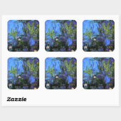 Claude Monet: Water-Lilies, blauwe indigo Vierkante Sticker (Vel)
