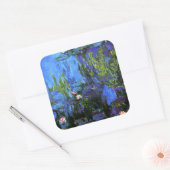 Claude Monet: Water-Lilies, blauwe indigo Vierkante Sticker (Envelop)