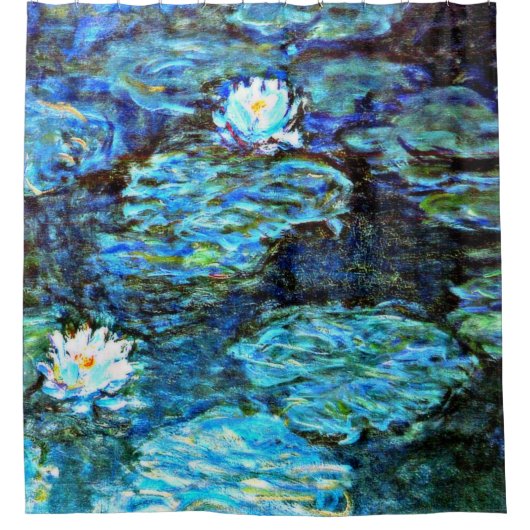 Claude Monet - Water Lilies, Blue - Douchegordijn (Voorkant)