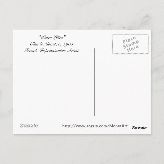 Claude Monet Water Lilies Briefkaart (Achterkant)