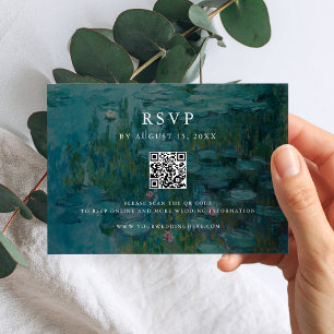 Claude Monet Water Lilies Bruiloft RSVP Kaartje
