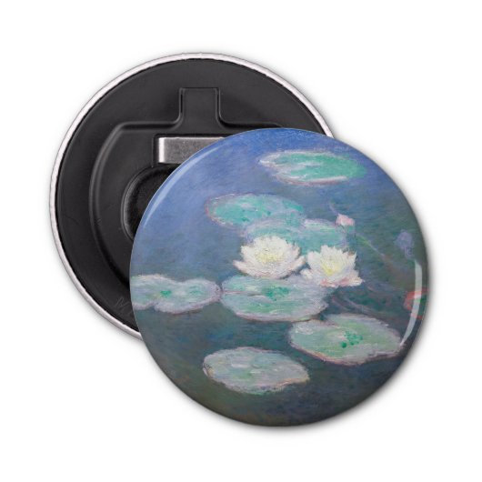 Claude Monet - Water Lilies, effect in de avond Button Flesopener (Voorkant)