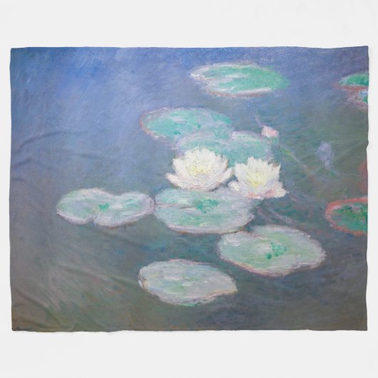 Claude Monet - Water Lilies, effect in de avond Fleece Deken (Voorkant (Horizontaal))