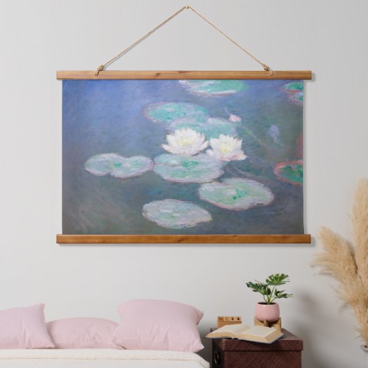 Claude Monet - Water Lilies, effect in de avond Hangend Wandkleed (Slaapkamer)