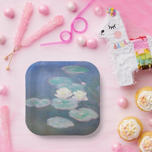 Claude Monet - Water Lilies, effect in de avond Papieren Bordje (Feest)