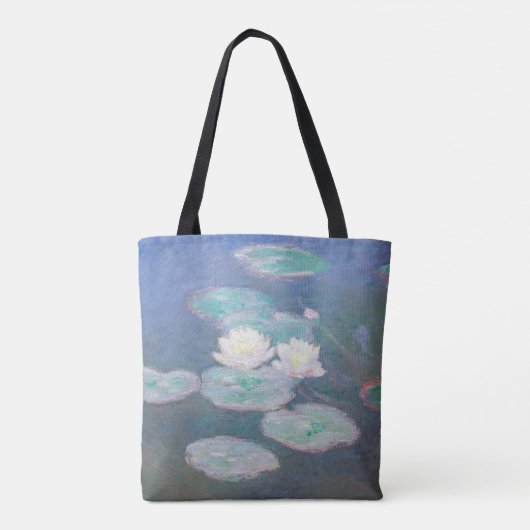 Claude Monet - Water Lilies, effect in de avond Tote Bag (Achterkant)