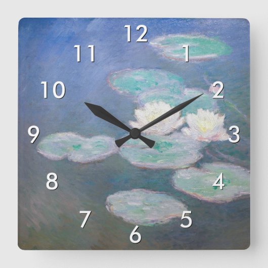 Claude Monet - Water Lilies, effect in de avond Vierkante Klok (Voorkant)