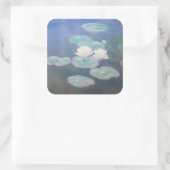 Claude Monet - Water Lilies, effect in de avond Vierkante Sticker (Tas)