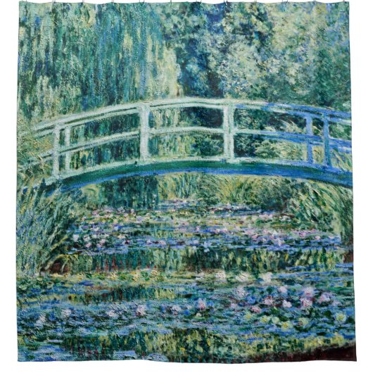 Claude Monet - Water Lilies en de Japanse brug Douchegordijn (Voorkant)