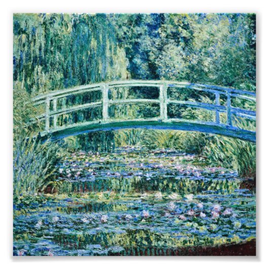 Claude Monet - Water Lilies en de Japanse brug Foto Afdruk (Voorkant)