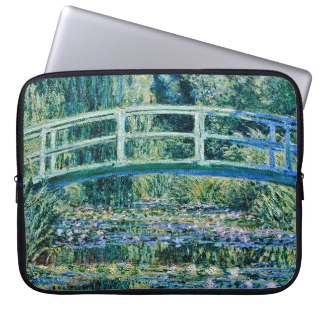 Claude Monet - Water Lilies en de Japanse brug Laptop Sleeve (Voorkant)