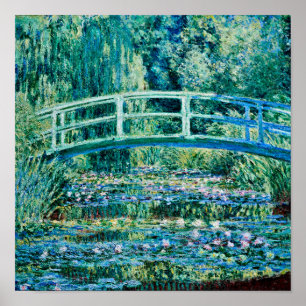 Claude Monet - Water Lilies en de Japanse brug Poster