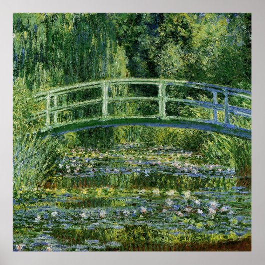 Claude Monet Water Lilies en de Japanse brug Poster (Voorkant)