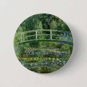 Claude Monet Water Lilies en de Japanse brug Ronde Button 5,7 Cm