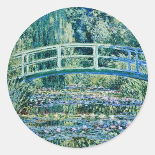 Claude Monet - Water Lilies en de Japanse brug Ronde Sticker (Voorkant)