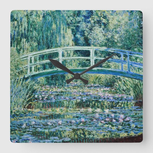 Claude Monet - Water Lilies en de Japanse brug Vierkante Klok (Voorkant)