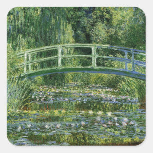 Claude Monet Water Lilies en de Japanse brug Vierkante Sticker