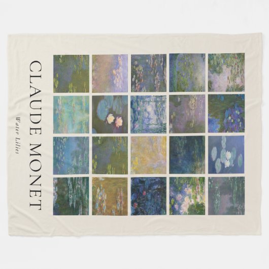 Claude Monet Water Lilies Fleece Deken (Voorkant (Horizontaal))
