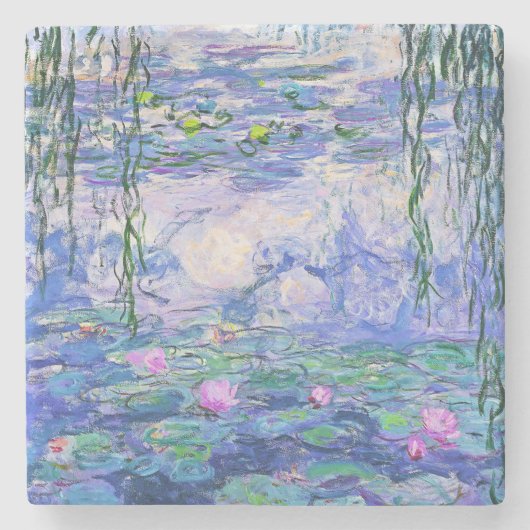 Claude Monet Water Lilies Franse impressionistisch Stenen Onderzetter (Voorkant)