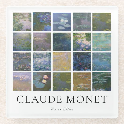 Claude Monet Water Lilies Glazen Onderzetter (Voorkant)