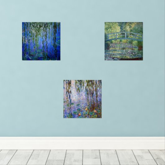 Claude Monet - Water Lilies Masterstukselectie Muurkunst Sets (Houten vloer)