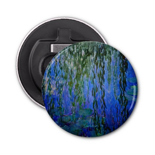 Claude Monet - Water Lilies met sluipende wilg Button Flesopener (Voorkant)