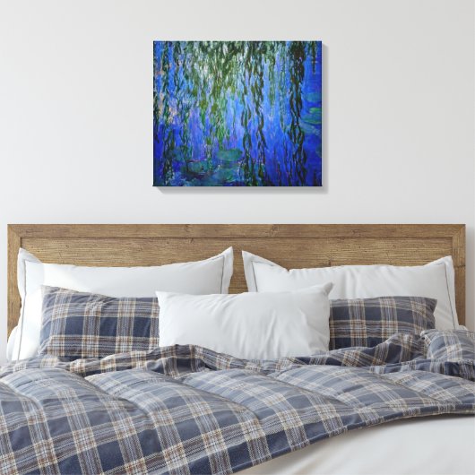 Claude Monet - Water Lilies met sluipende wilg Canvas Afdruk (Insitu (Slaapkamer))
